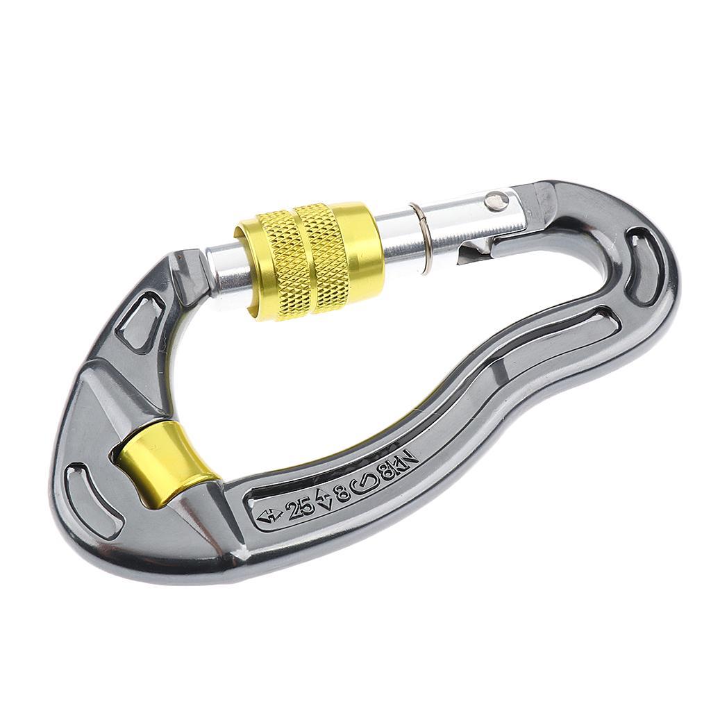 2x 25KN Climbing Safety Rappelling Screw Locking Carabiner Gear Equipment