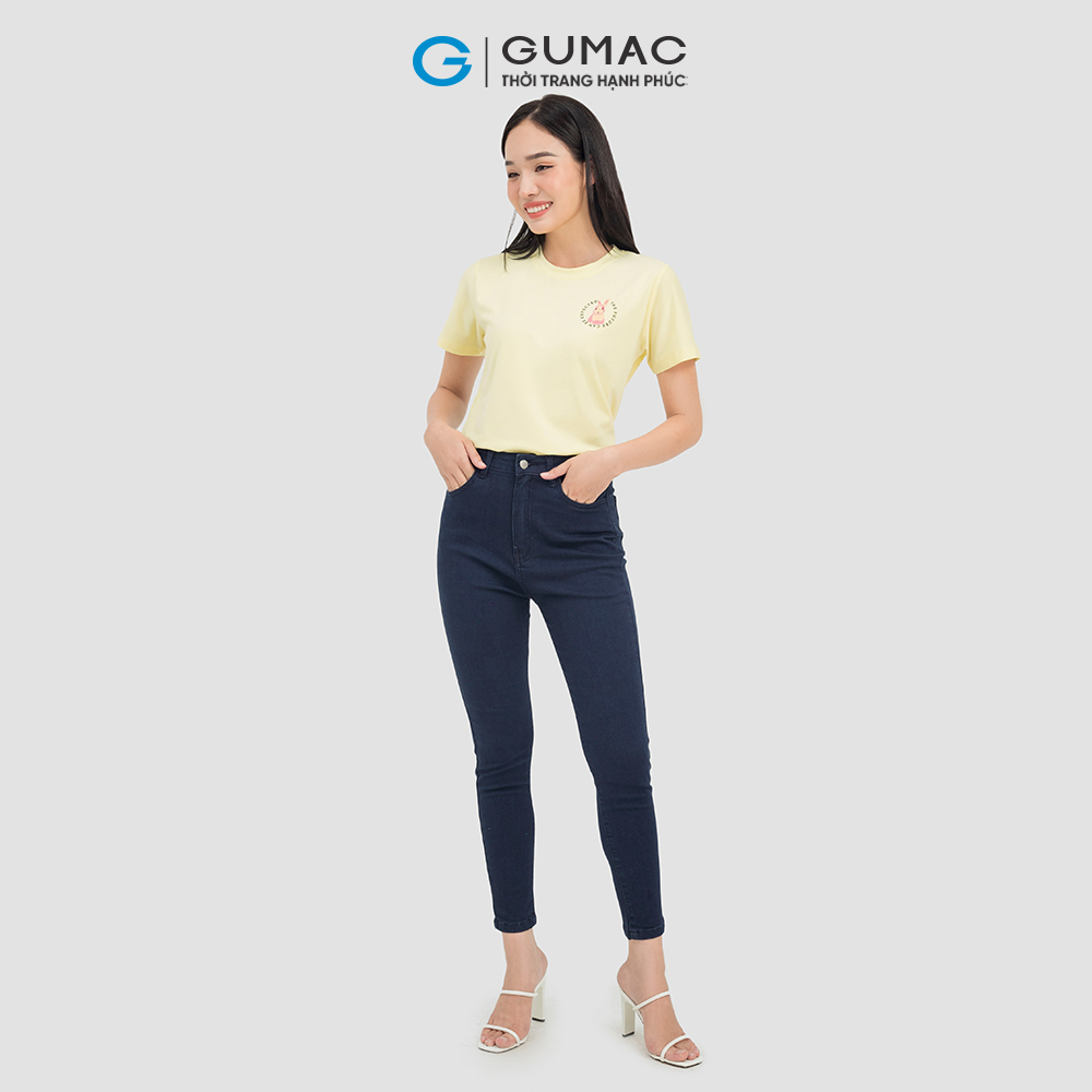 Áo thun nữ GUMAC ATC07048 cổ tròn chất liệu TICI thoáng mát in hình trẻ trung