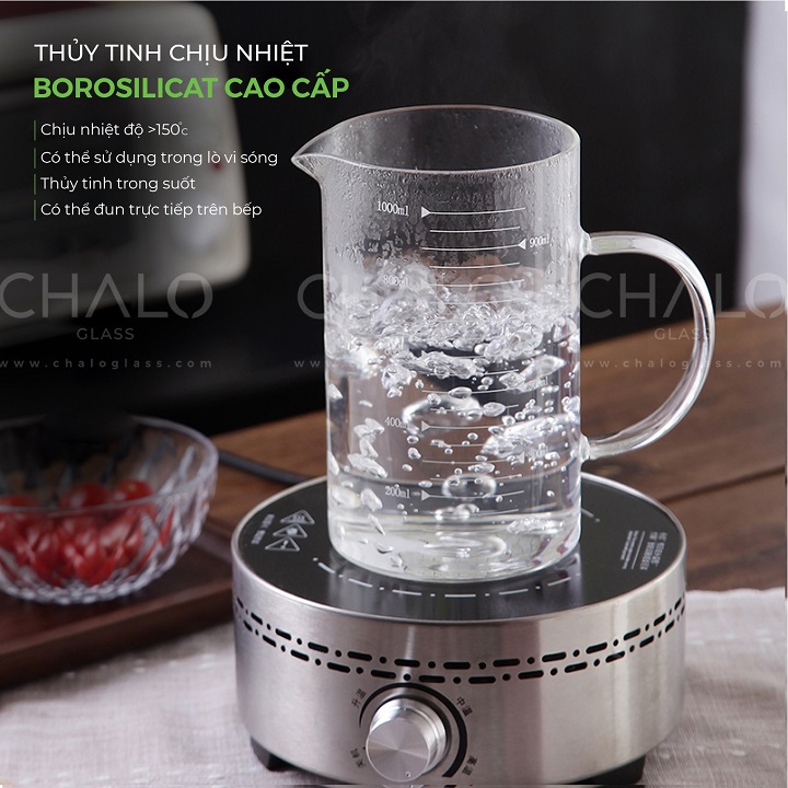 Ly Thuỷ Tinh Chia Vạch Đo Lường  Chịu Nhiệt Dung Tích 1000 Ml