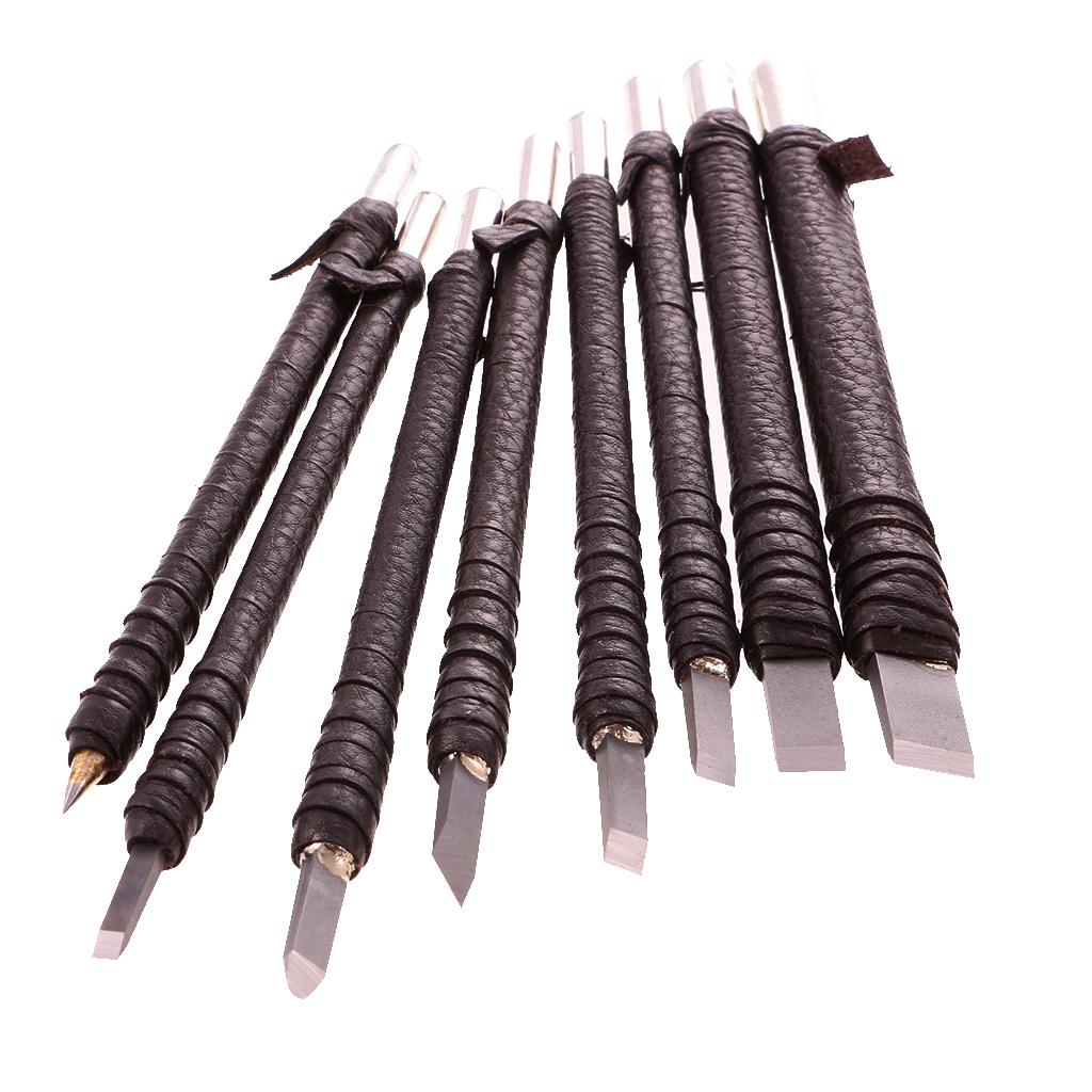 Set of 8  Stone Wood Carving Seal Engraving Set Hobby Craft Tool