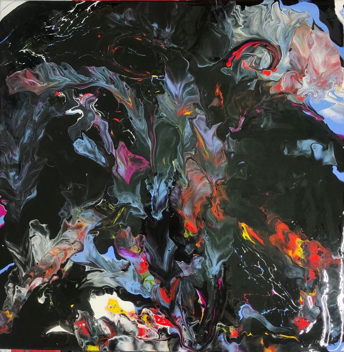 Tranh vẽ tay trừu tượng-Tranh canvas -acrylic . KT 45 x 45cm