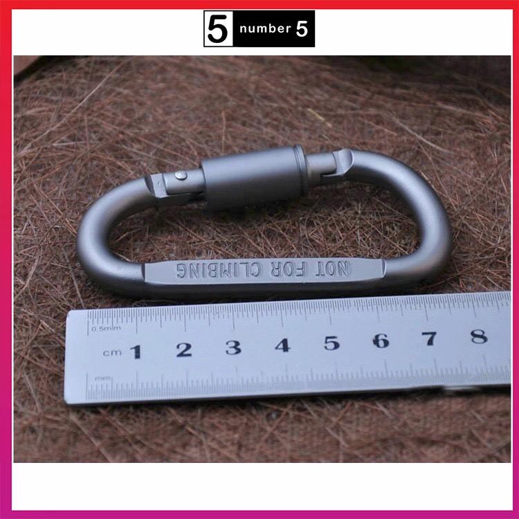 Móc khóa nhôm đa năng phụ kiện đi phượt carabiner chữ D khoá xoay 8cm