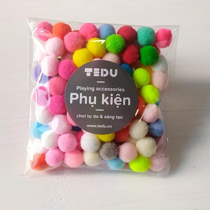 Pompom len 1,5cm chơi bột nặn đất nặn an toàn TEDU
