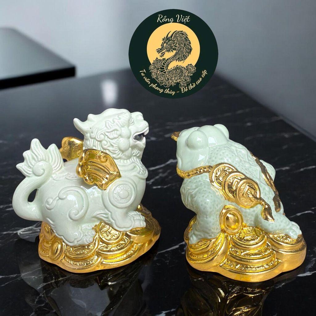 Cóc Tỳ Gốm Xanh Ngọc Dát Vàng RỒNG VIỆT- Biểu Tượng Phong Thủy Thiềm Thừ và Tỳ Hưu chiêu tài hút lộc