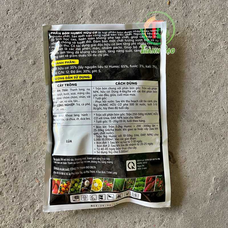 Phân bón hữu cơ Cty Bio Delta Gold Humic Hữu Cơ USA (1Kg) - ra rễ, hạ phèn, giải độc hữu cơ