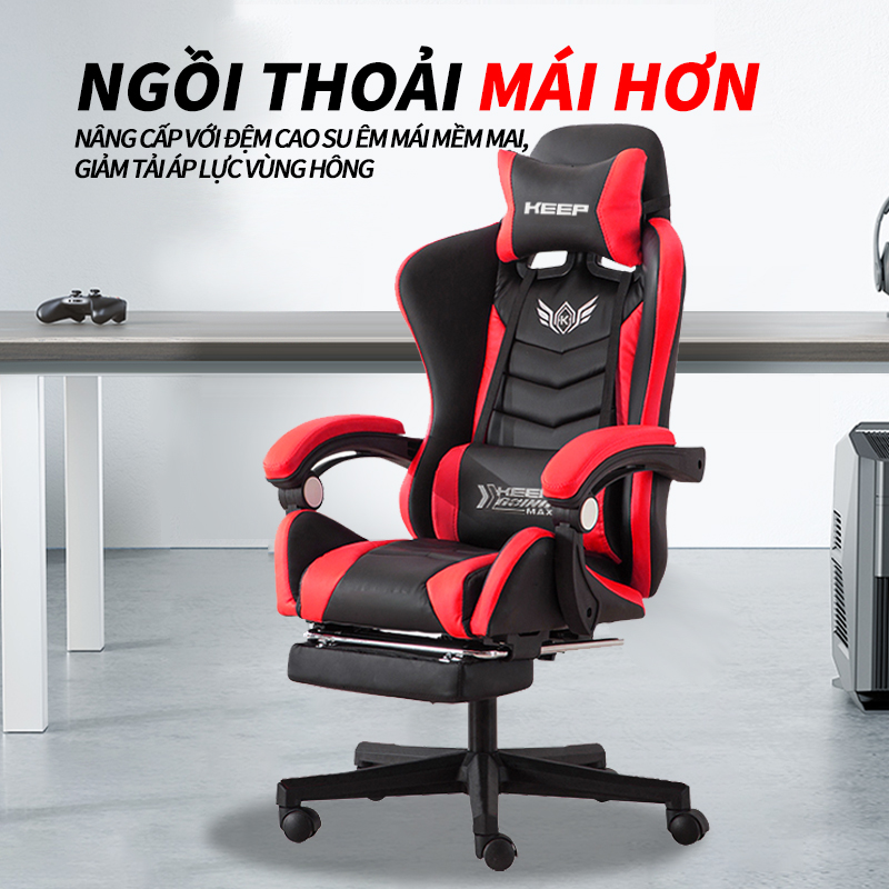 Ghế ngồi công thái học Ghế gaming xoay có thiết kế nâng hạ Chơi game làm việc tại nhà tại ký túc xá,Âm thanh vòm bluetoothThiết kế ôm sát đường cong cơ thể người