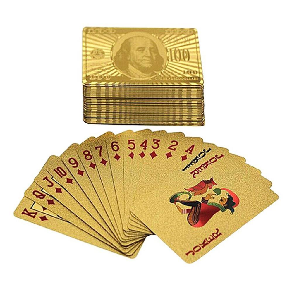 Bộ Bài Tây 52 lá mạ vàng 24k Mạ Vàng May Mắn Tài Lộc độc đáo cao cấp thiết kế chống cong vênh, không thấm nước
