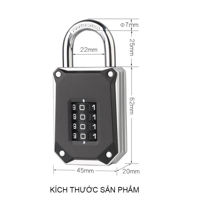 KHÓA SỐ 4 SỐ KP0321 MÓC KHÓA THÉP CỨNG D7MM, THÂN LÀM BẰNG HỢP KIM GHÉP BẰNG ĐINH TÁN, ĐỔI ĐƯỢC MÃ SỐ