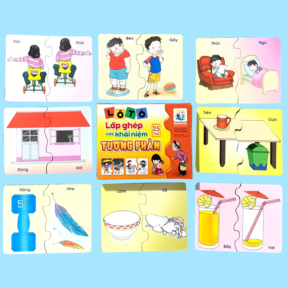 Thẻ Học Thông Minh FlashCards Lắp Ghép Các Khái Niệm Tương Phản BENRIKIDS