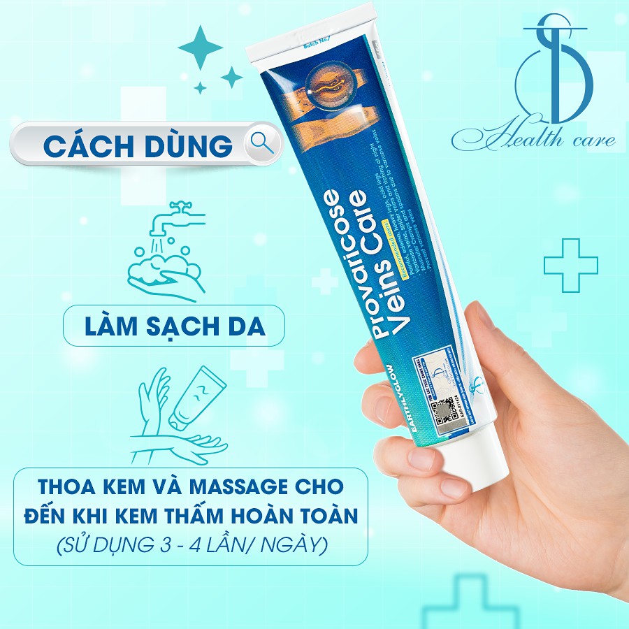 COMBO 3 Tuýp Provaricose veins care - Hỗ trợ cải thiện giãn tĩnh mạch, viêm khớp cấp mãn tính, vết bầm do tác động cơ học - Chính Hãng Earthlyglow (65g)