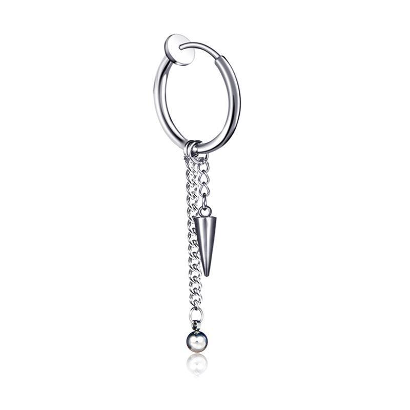 Khuyên Tai Inox không rỉ Nam, Bông Tai Nam Dây Xích Dài Idol Hàn Quốc Kẹp, Sỏ Lỗ Tai - XUÂN SHOP