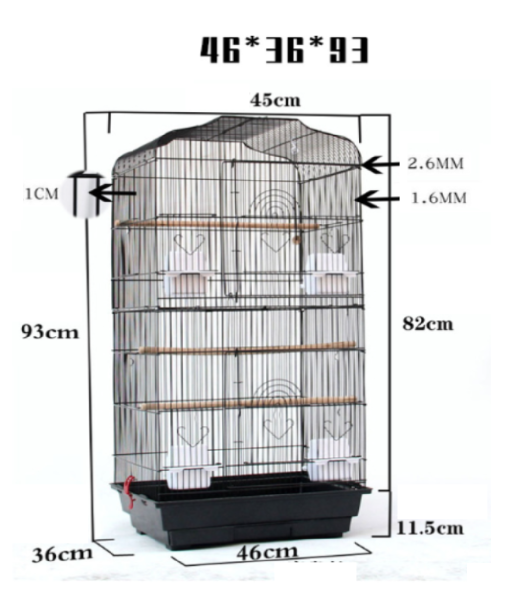 1 Lồng T7 (46*36*93) bằng thép sơn tĩnh điện dùng nuôi vẹt LB, cockateil, sun, greencheck, monk, lory, yến phụng, cu gáy