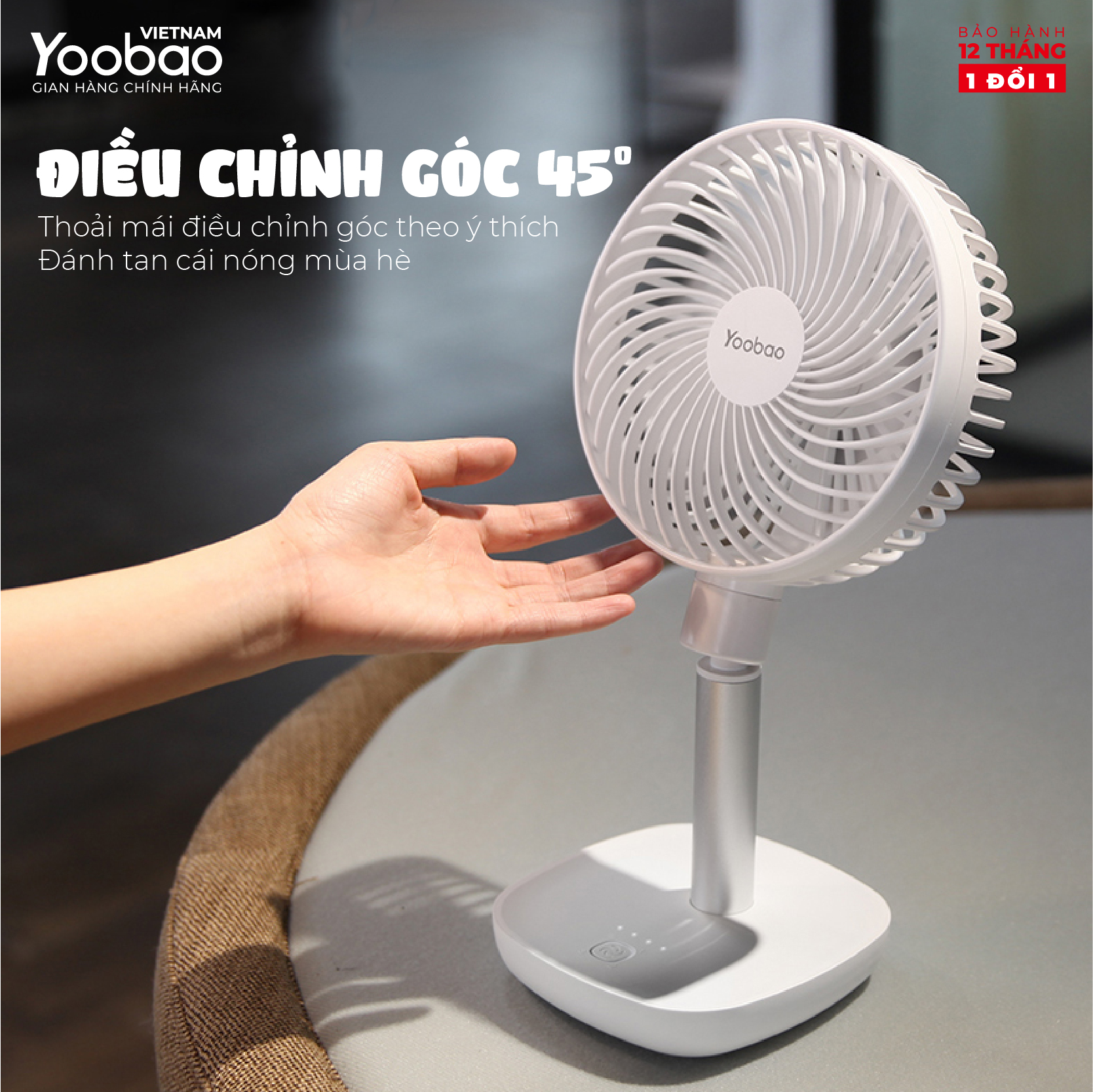 Quạt sạc mini để bàn YOOBAO F1 4000/10000mAh - Có thể chạy 60 giờ liên tục - Hàng chính hãng