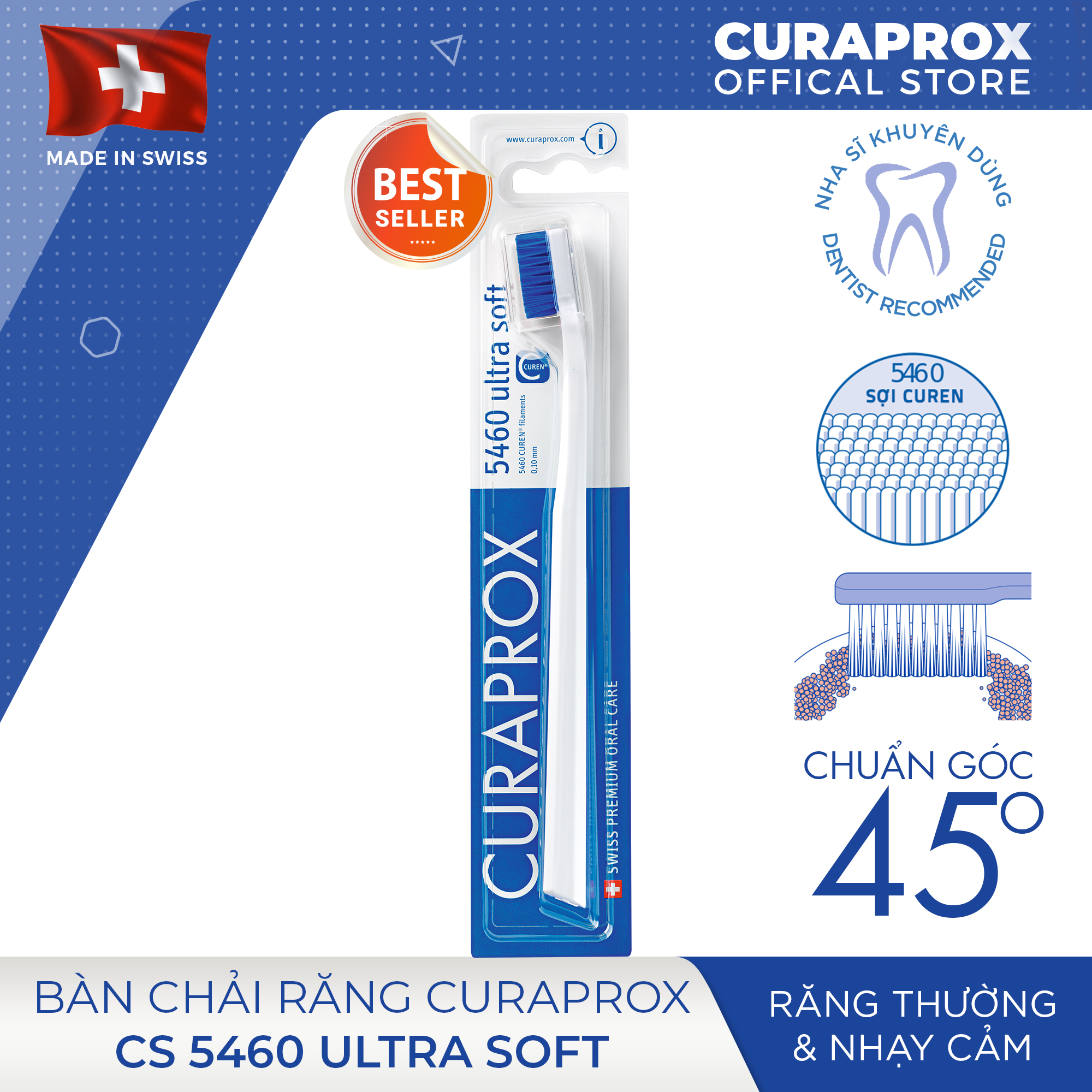 Bàn chải răng Curaprox CS 5460 Ultra Soft (Màu ngẫu nhiên)