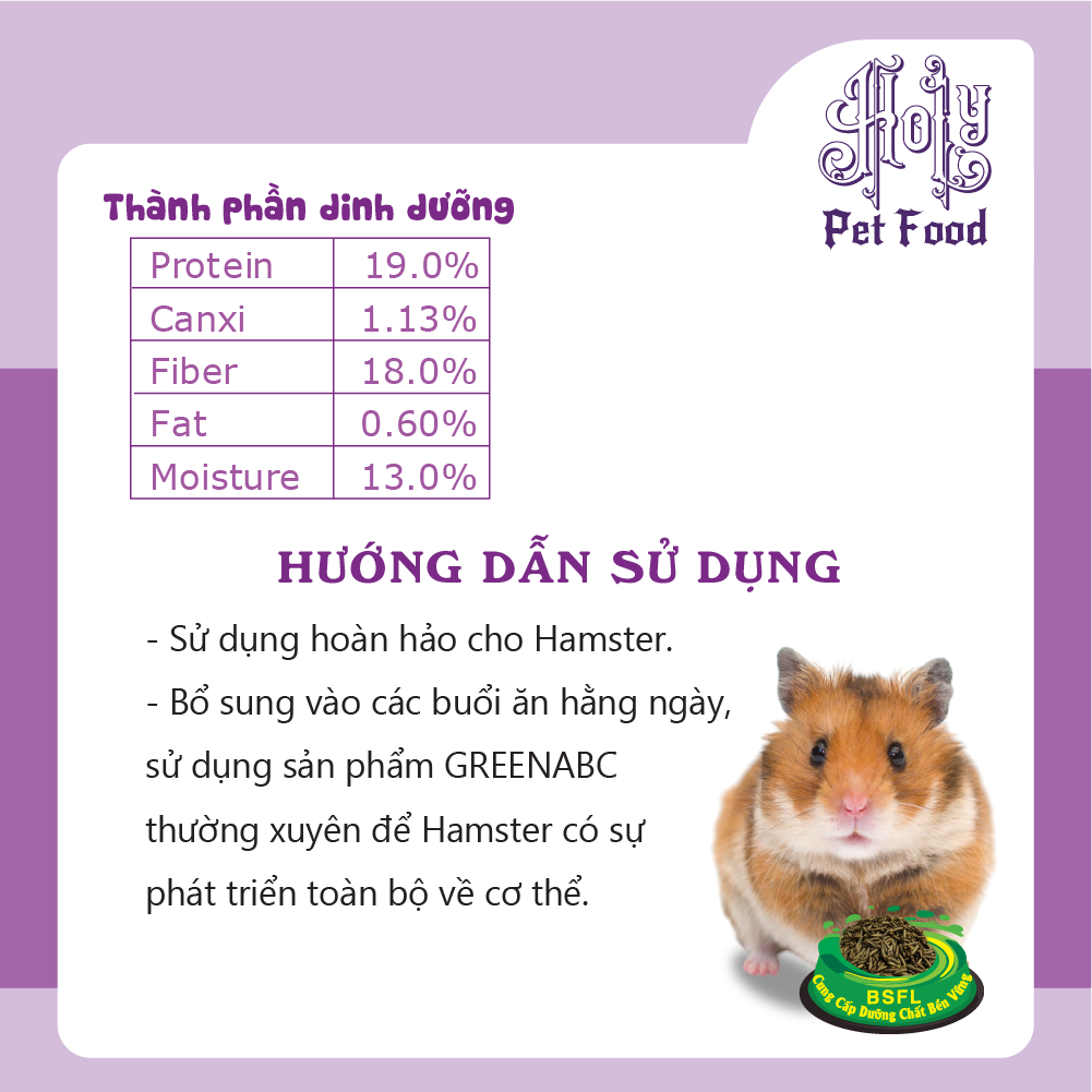 Thức ăn cho Chuột HAMSTER - Mượt lông, tiêu hóa tốt, phát triển toàn diện - hộp 10g và 480g