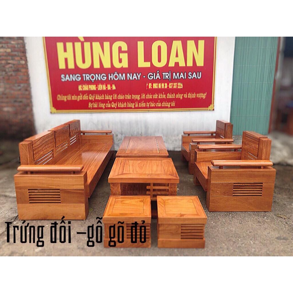 Bộ bàn ghế trứng đối gỗ gõ đỏ