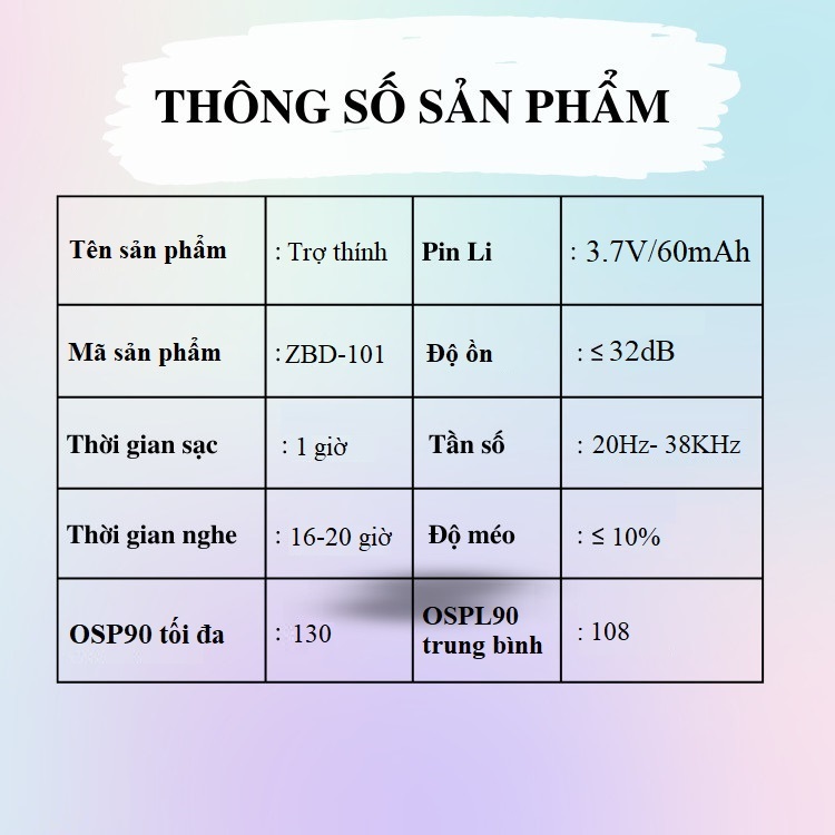 Tai Nghe Trợ Thính Thời Trang ZDB-101 - Chất Lượng Âm Thanh Truyền Rõ Ràng, Tự Nhiên - Thiết Kế Móc Đeo Thoải Mái  Và Chắc Chắn Có Thể Đeo 2 Tai