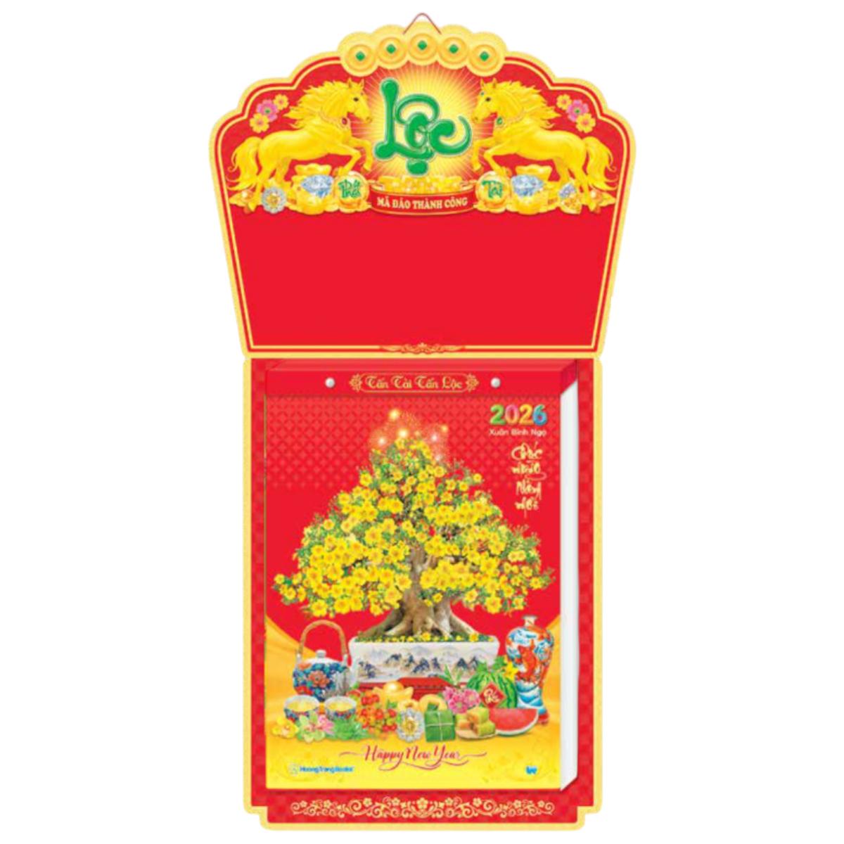 Lịch Bloc Đại Đặc Biệt Màng Co - Chủ Đề Trà &amp; Thư Pháp - Hoa Khai Phú Quý - Hương Trang HT15