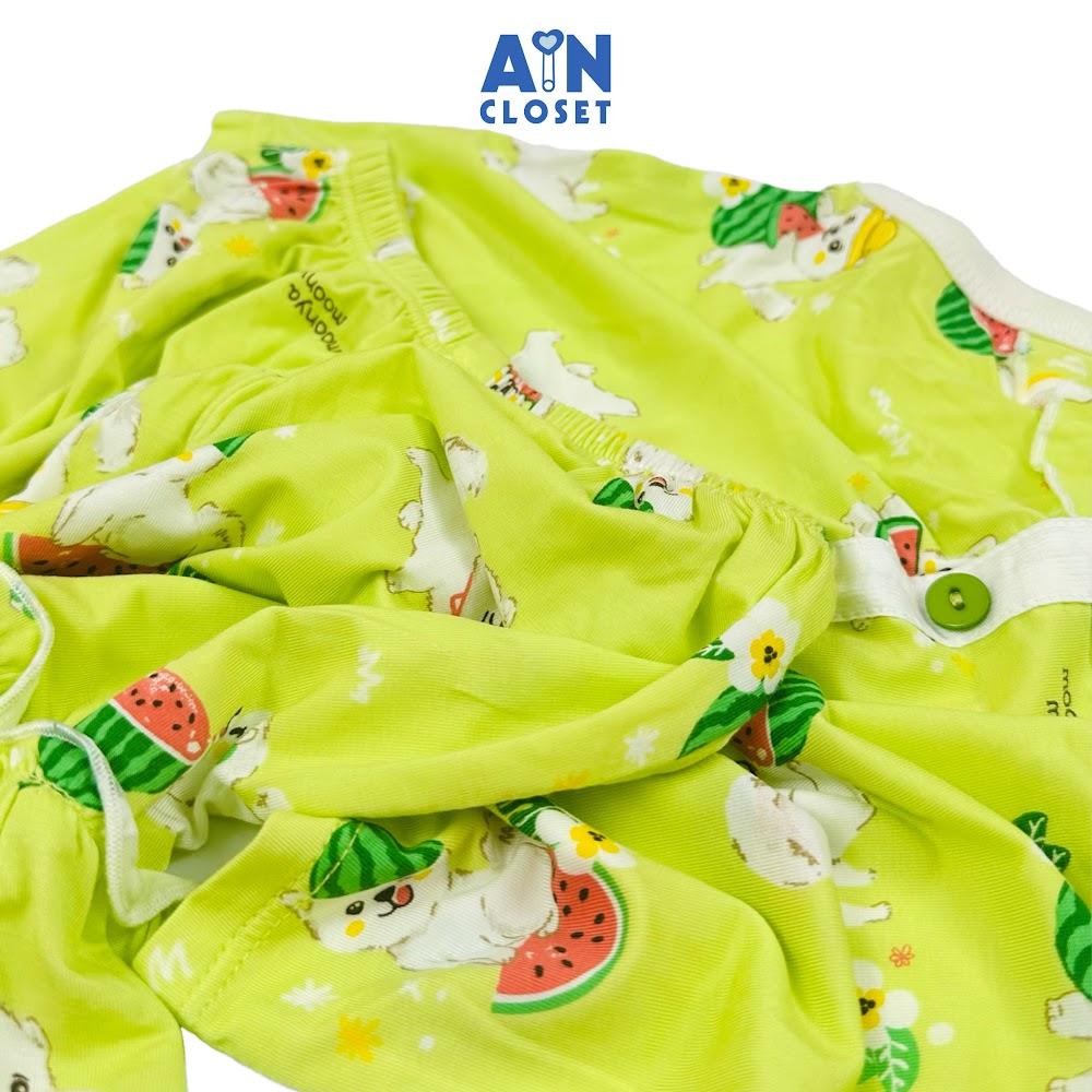 Bộ quần áo Ngắn bé gái họa tiết Cún Dưa Hấu Xanh thun cotton - AICDBGQYC3P3 - AIN Closet