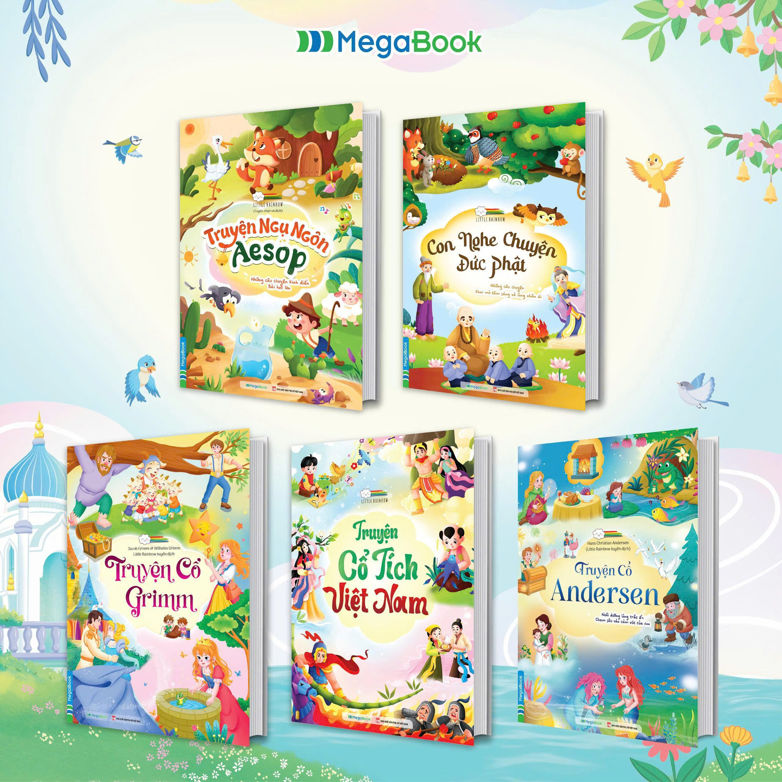 Combo 5 cuốn truyện kể cho bé: Việt Nam - Grimm - Aesop - Đức Phật - Andersen
