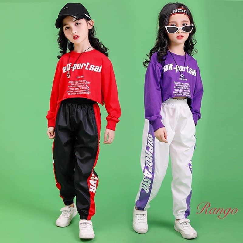 Bộ bé gái hip hop style chất thun cotton mịn mát 4 màu như hình