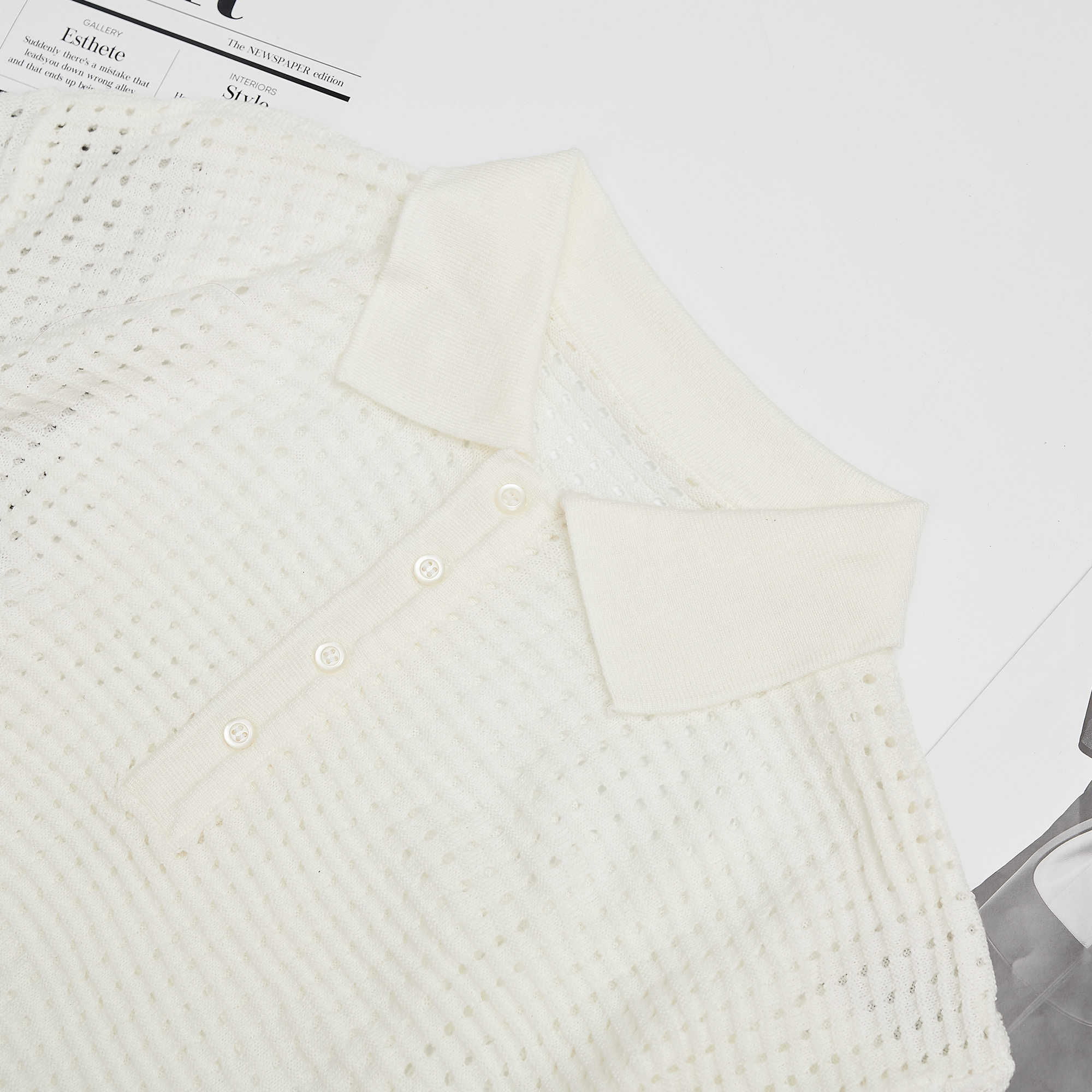 Áo thun Polo len lưới chất liệu len hàng cao cấp, chất liệu len mềm mịn - GINE STORE