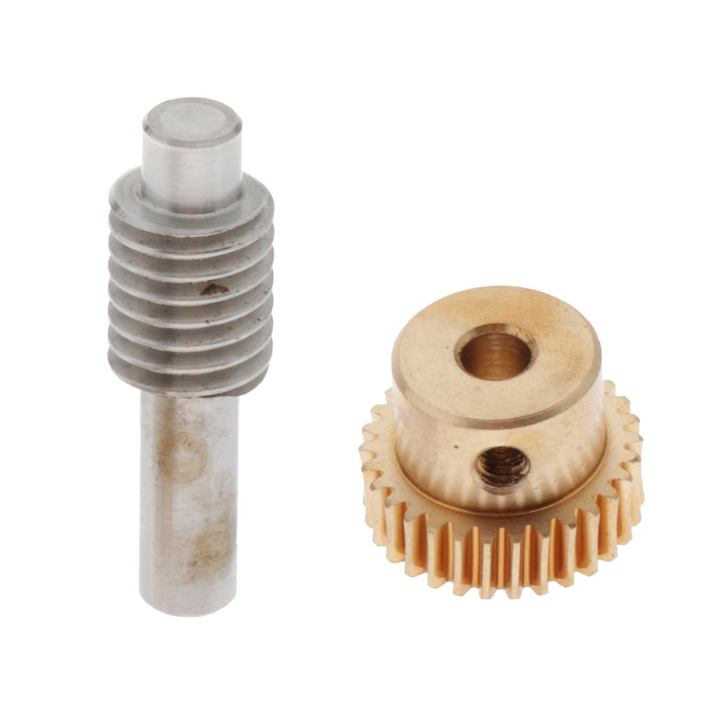 0.5 Modulus Brass Worm Gear Wheel + Gear Shaft Set 20 Tooth