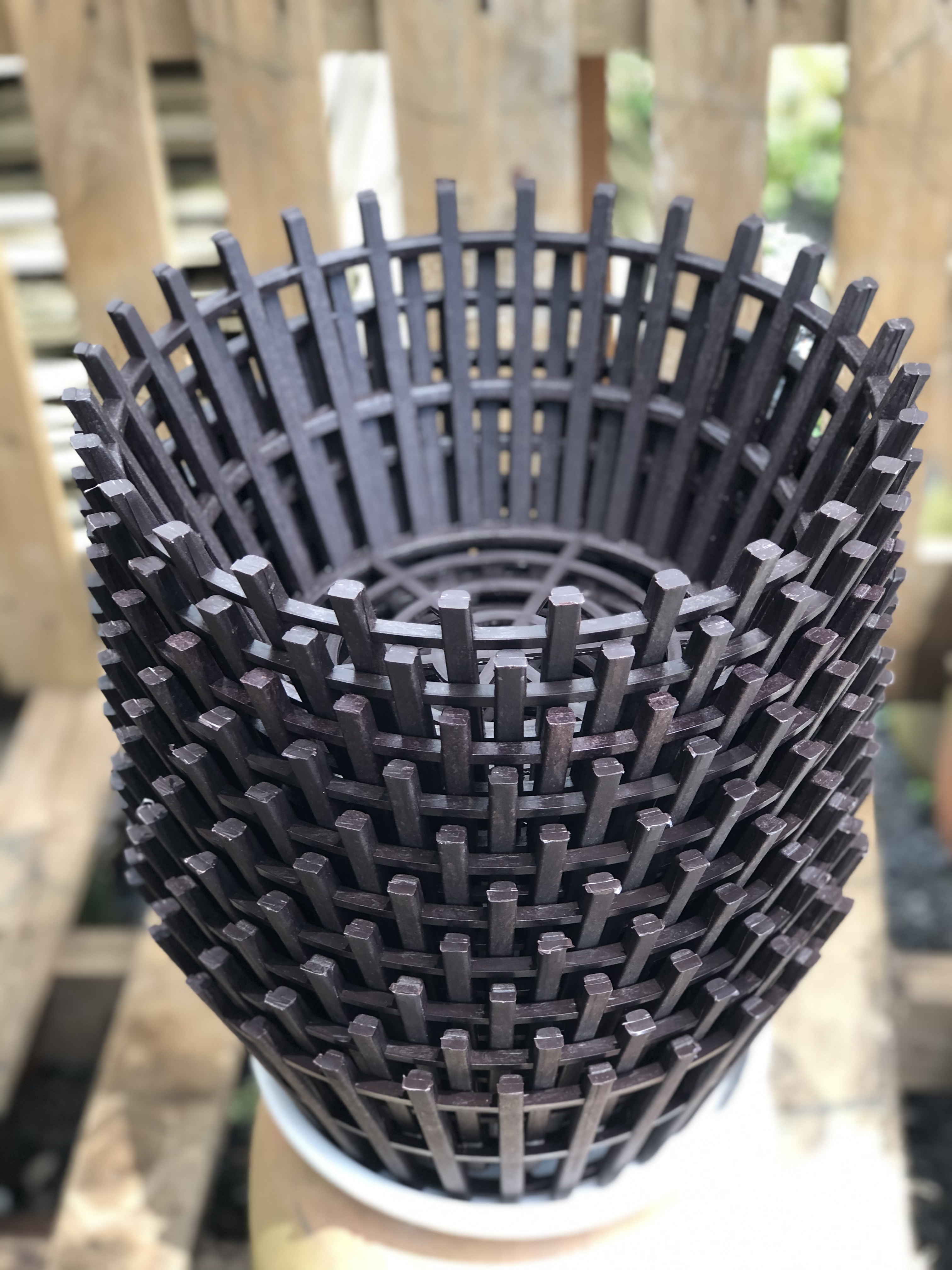 Bộ 10 chậu trồng lan giả gỗ kích thước fi 35 cm