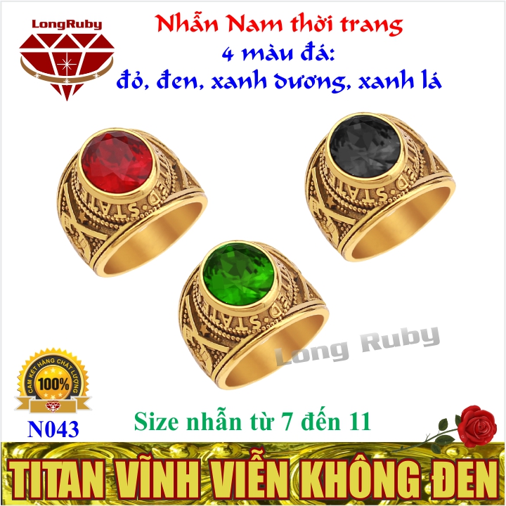 NHẪN TITAN HẢI QUÂN MỸ MẠ VÀNG ĐÁ ĐEN | NHẪN MỸ HẢI QUÂN - N043B