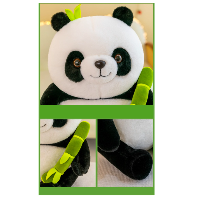 Thú nhồi bông gấu trúc êm mịn - Size 22cm- Quà tặng gấu bông gấu trúc ôm hoa dễ thương - Gối ôm mềm mịn cho bé.
