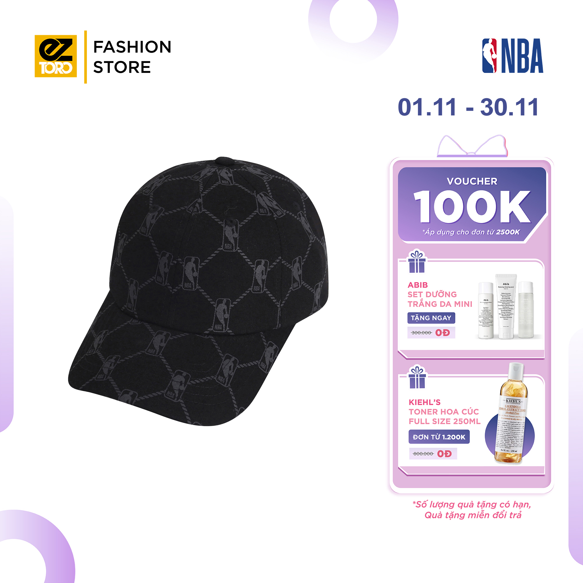 Mũ NBA Logoman Pattern SOFT CURVED CAP - Nón lưỡi trai thời trang cho nam, nữ, unisex