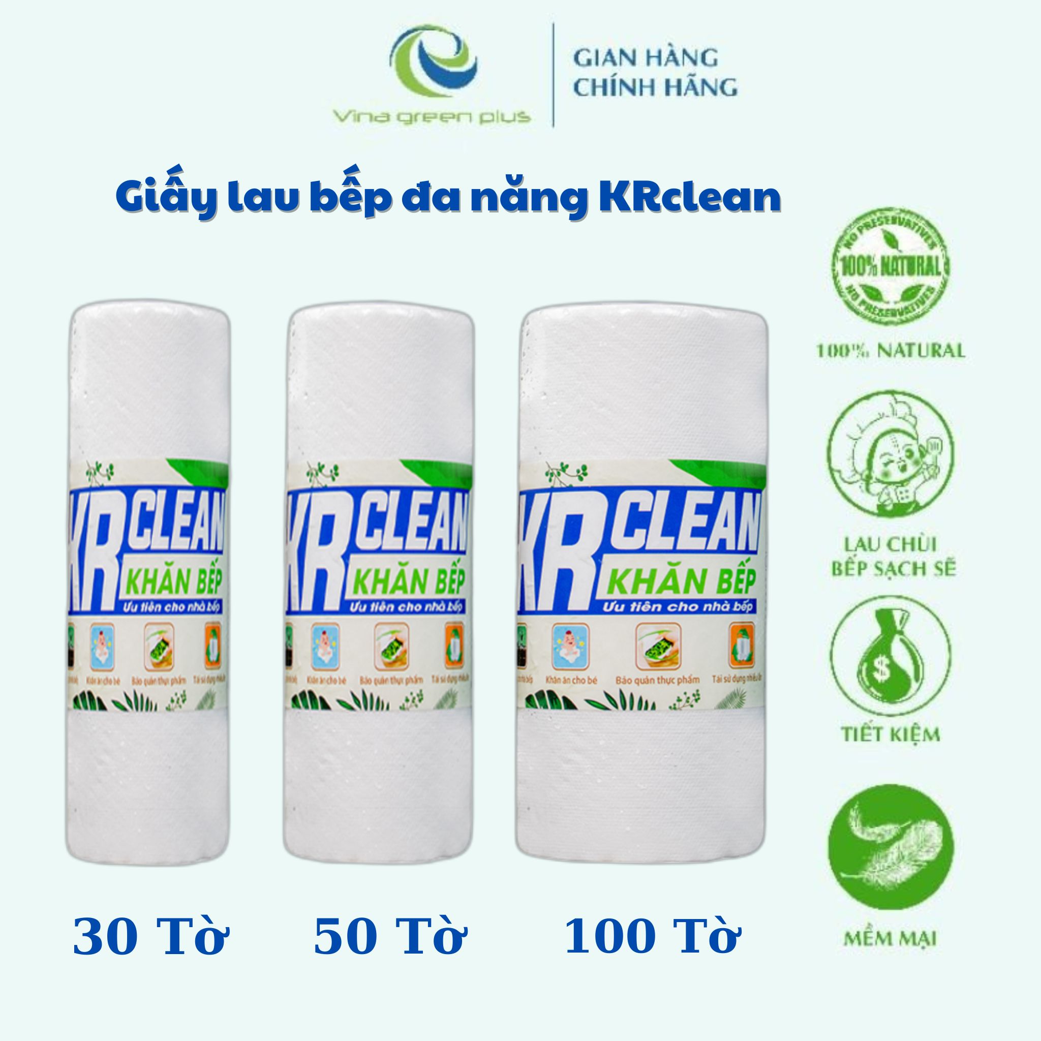 Khăn giấy lau bếp đa năng Krcean Trắng - Khổ 20x25 - Siêu dai/ Tiện lợi