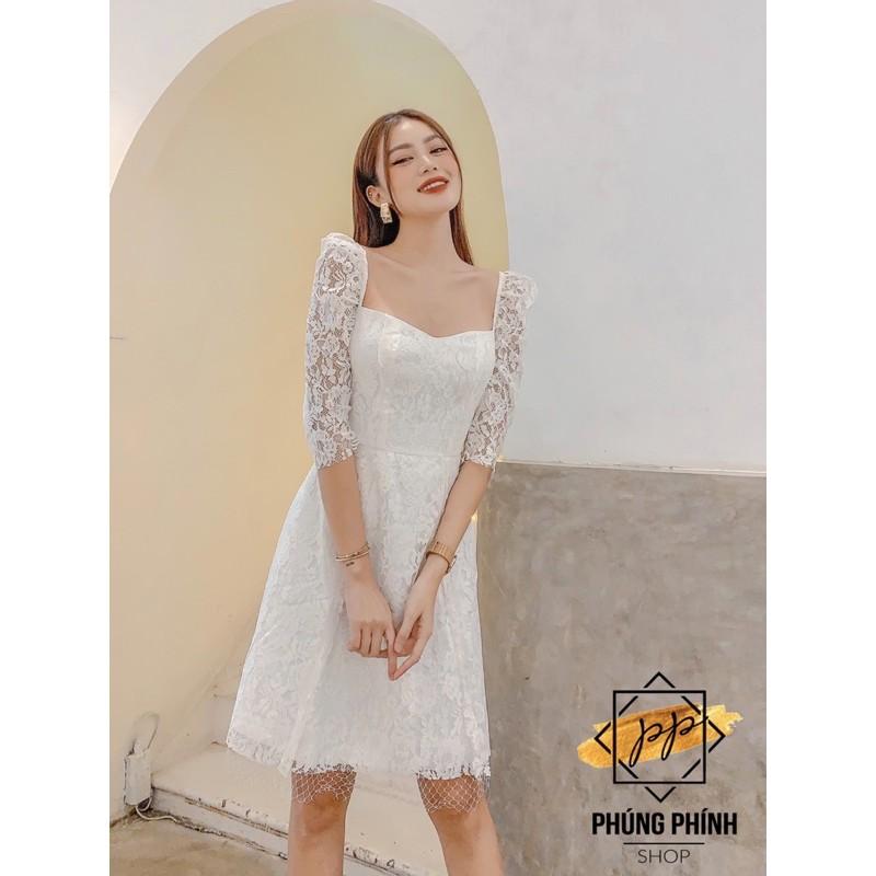ĐẦM REN CỔ VUÔNG THIẾT KẾ SANH CHẢNH NHẸ NHÀNG