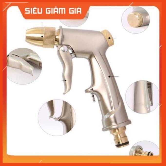 Bộ dây vòi xịt nước rửa xe, tưới cây . tăng áp 3 lần, loại 7m, 10m 206701-1 đầu đồng,cút, nối PE