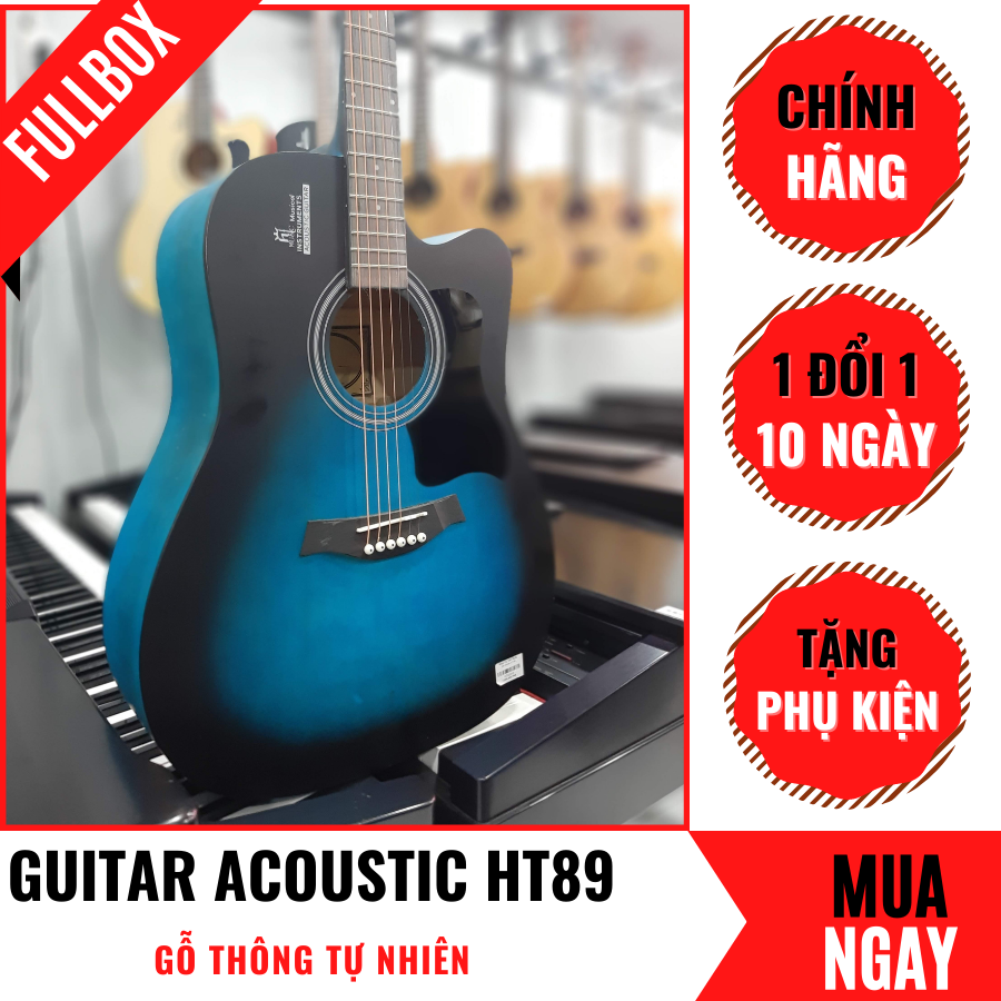 Đàn Guitar Acoustic HT89 Dáng Khuyết Đẹp Tự Nhiên + Phụ Kiện (Size 4/4)