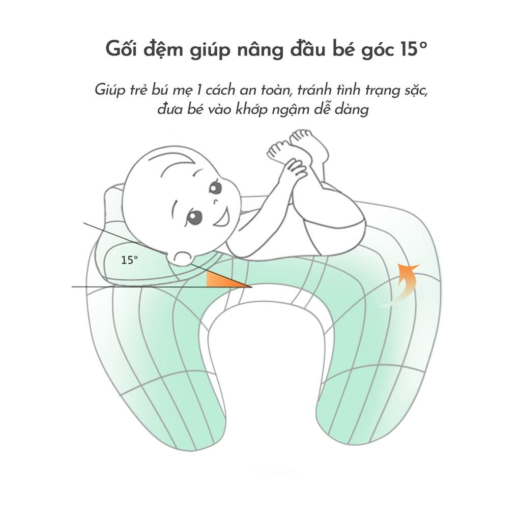 Gối cho con bú RUNA KIDS chất liệu Satin cao cấp giúp bé bú thoải mái đúng tư thế an toàn cho bé