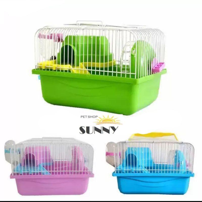 Lồng mini khay cao kèm nhà nuôi hamster 27x20x15