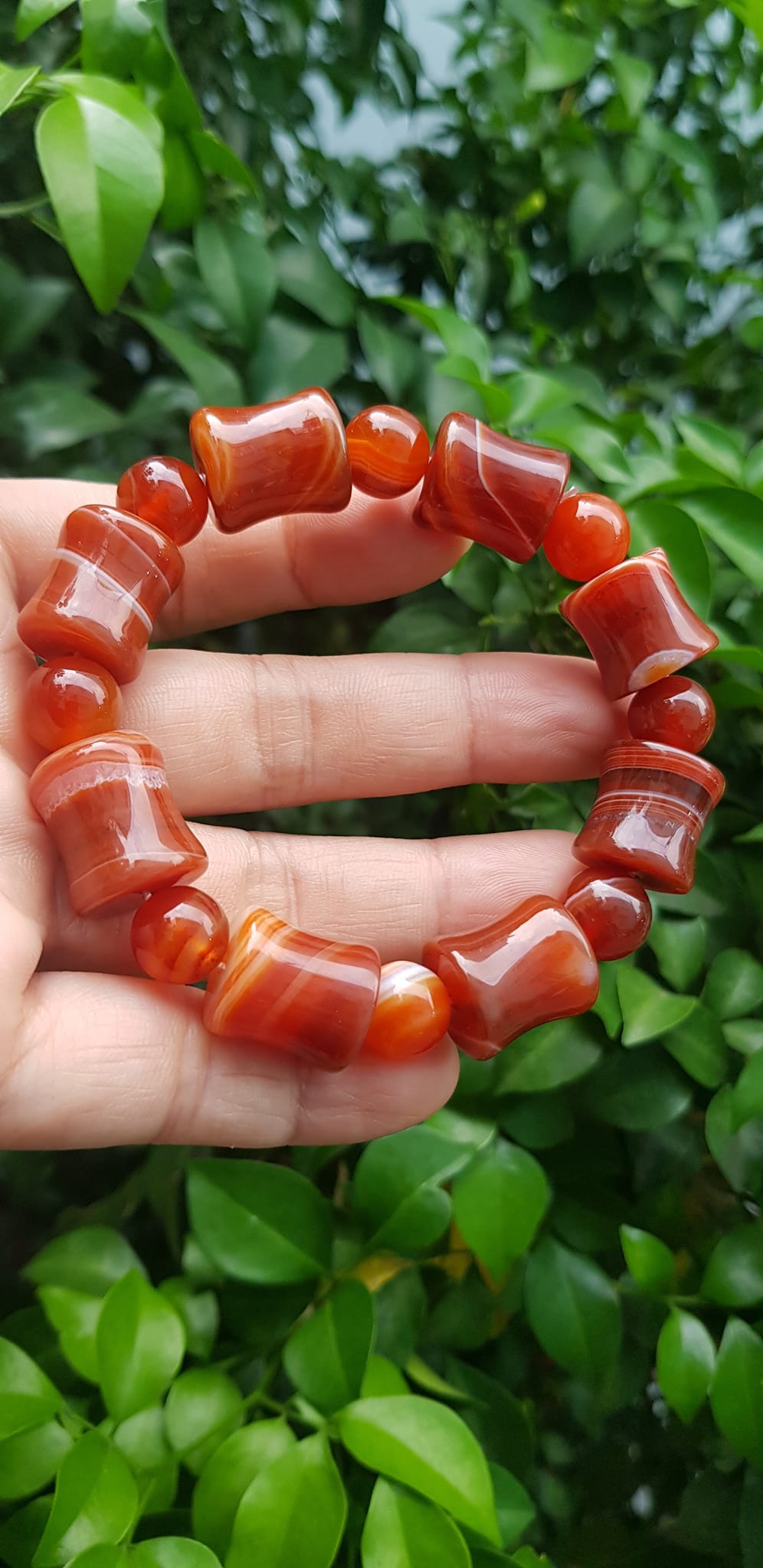 Vòng tay đá mã não đỏ kiểu Vòng hạt thống 14mm hạt tròn nhỏ Nam Nữ mệnh hoả mệnh thổ đeo ạ