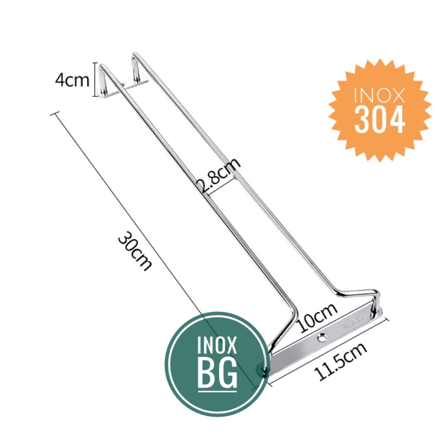 Treo ly, Gài ly 1/2/3 hàng inox304 cho tủ sâu 30cm