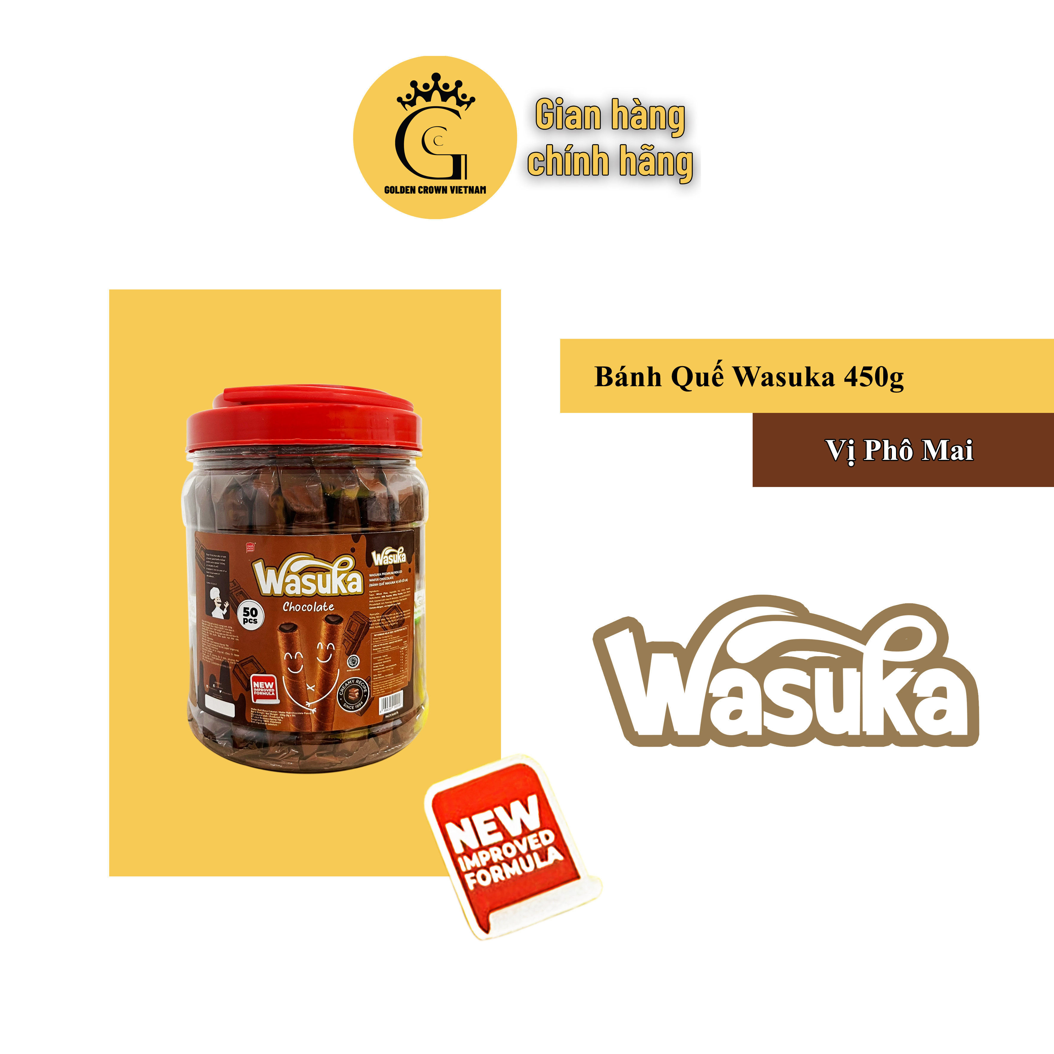 Bánh Quế Wasuka Hũ Nhựa 450gr (50 thanh x 9gr)