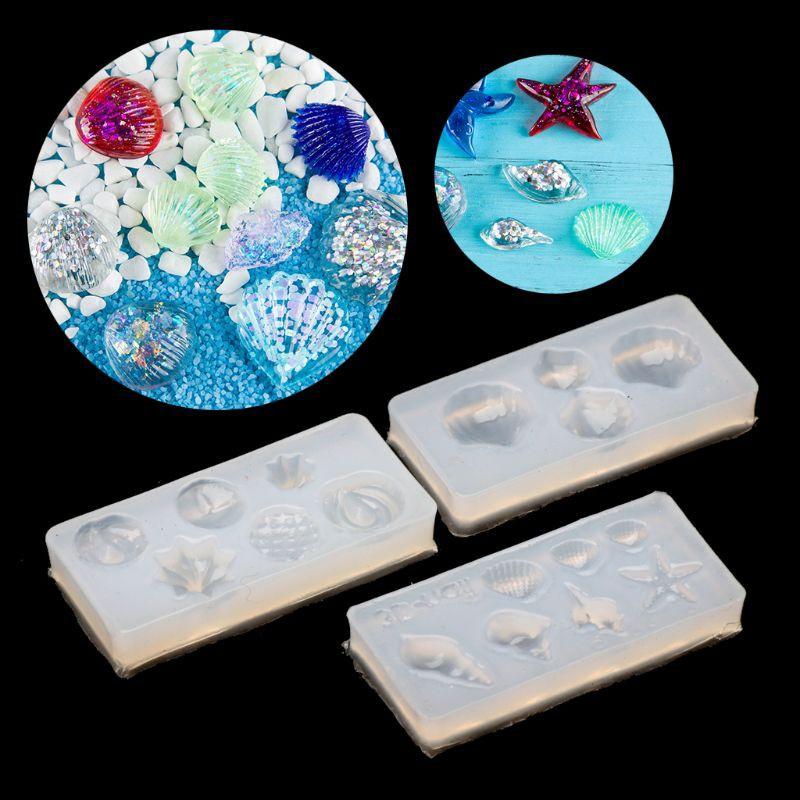 Bộ 3 Khuôn Silicone Tạo Hình Ốc Xà Cừ Vỏ Sò - Sao Biển Trang Trí Handmade Resin