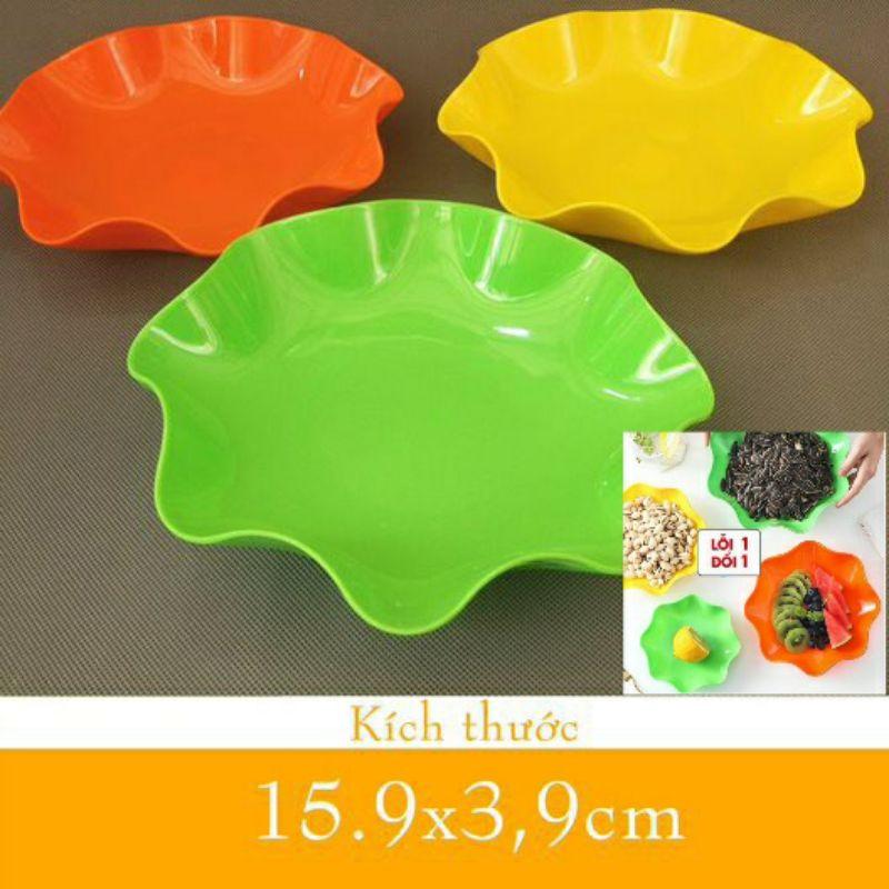 Đĩa tròn hoa nhựa phíp hàng đẹp – Đĩa nhựa đựng đồ ăn tiện lợi, nhỏ gọn tiện lợi