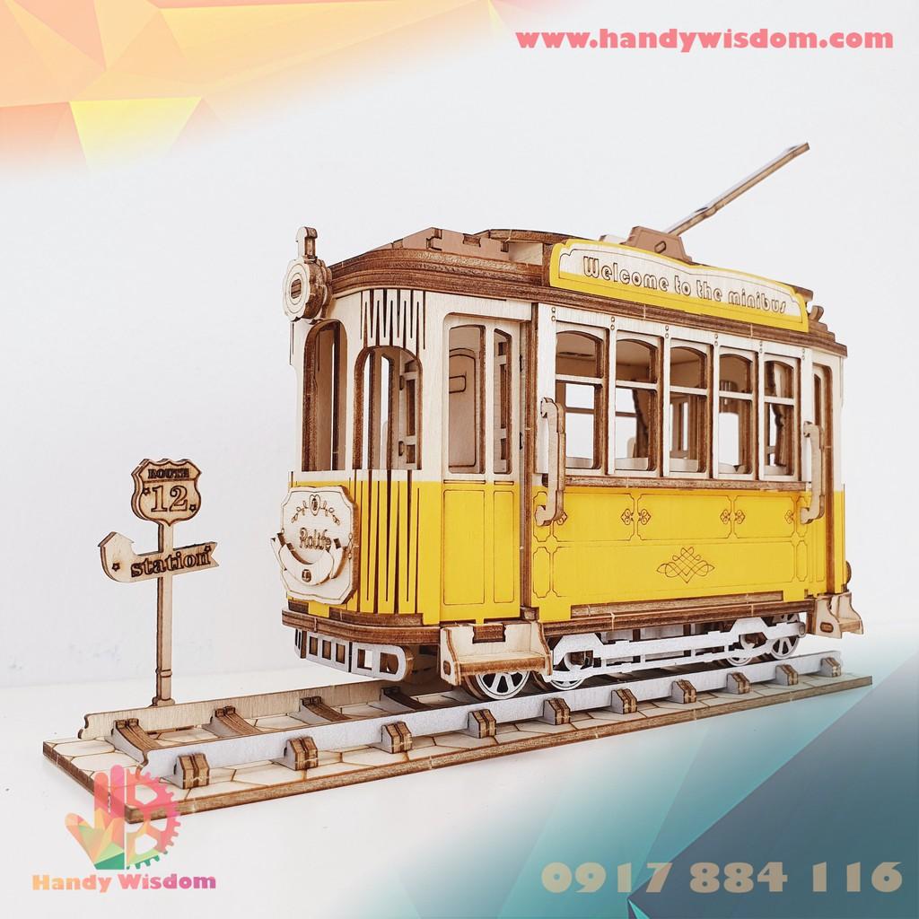 Mô hình lắp ghép gỗ Rolife - Xe buýt điện - Robotime Tramcar TG505