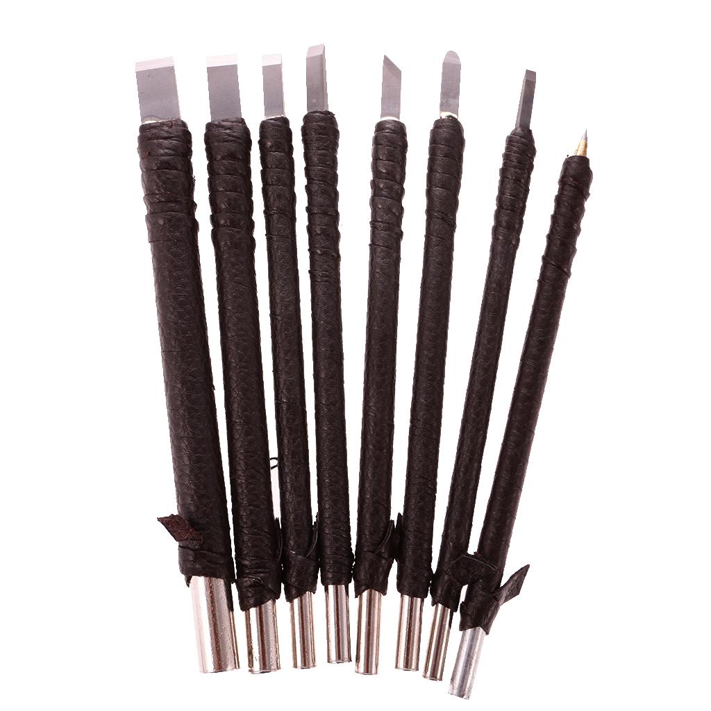 Set of 8  Stone Wood Carving Seal Engraving Set Hobby Craft Tool