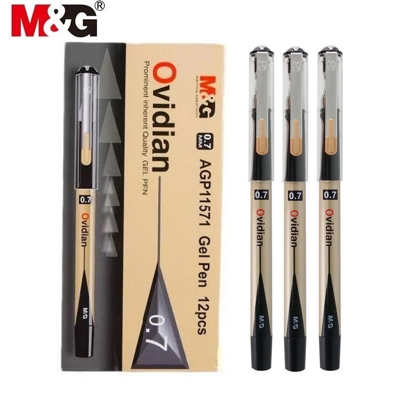 Hộp 12 bút ký gel nước Ovidian M&amp;G AGP11571 / 11571 ngòi 0.7mm ruột thay 6128