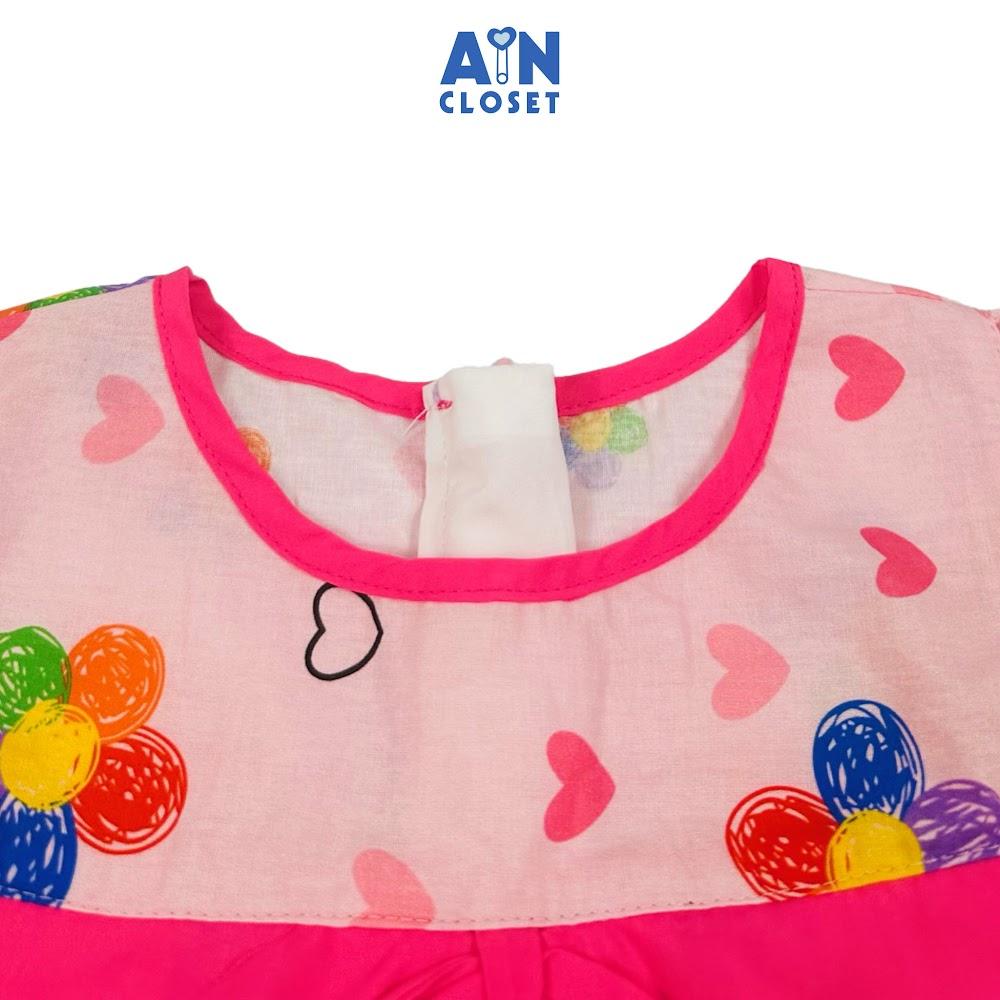Đầm bé gái họa tiết Hoa Bé Ngoan Hồng thun cotton, - AICDBGO1ZYBW - AIN Closet