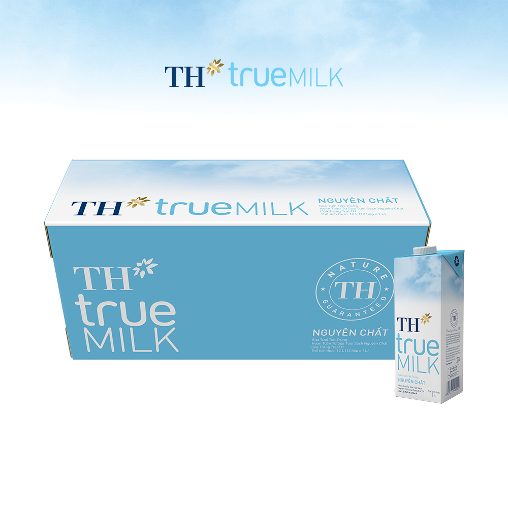 Thùng 12 hộp sữa tươi tiệt trùng nguyên chất TH True Milk 1L (1L x 12)