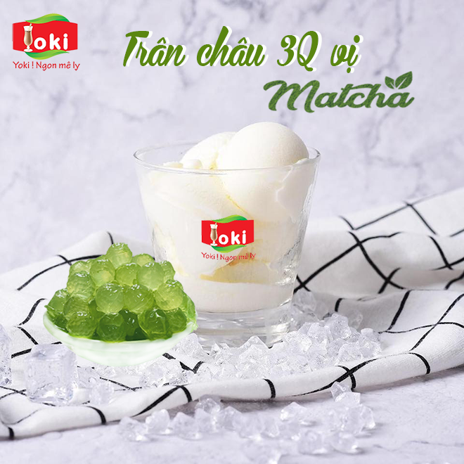 Yoki Trân châu 3Q vị Matcha dai, giòn, thơm mát