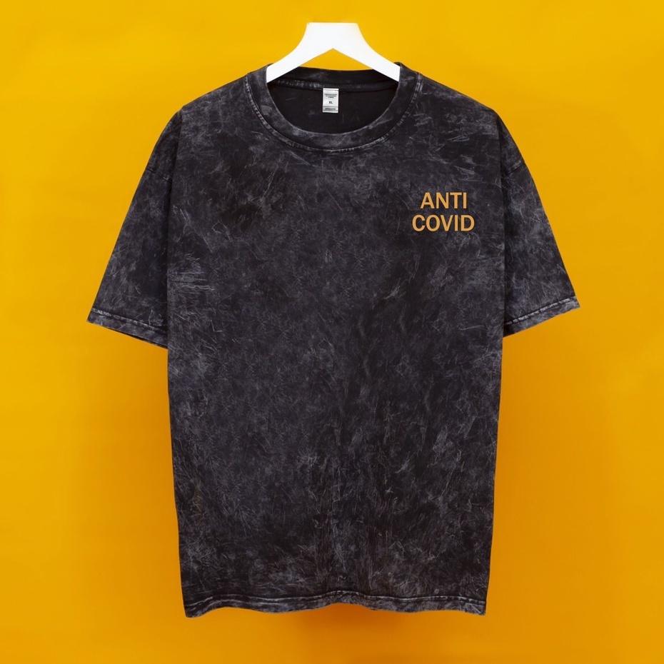 Áo thun loang đen ANTI_COVID tay lỡ nam nữ chất liệu cotton 100% cao cấp dáng unisex