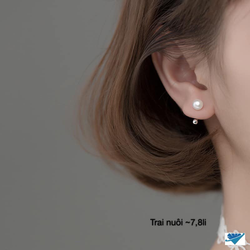 Bông tai trai bi tròn chất liệu bạc s925 MS48b